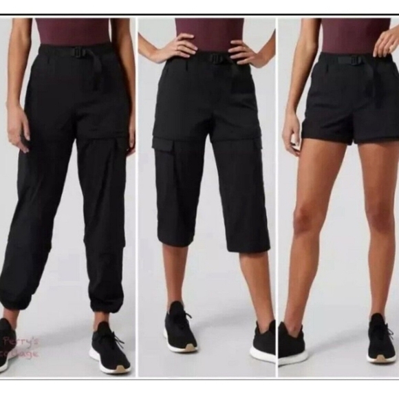 Athleta Trekkie convertible hike pants to shorts black 8 - Picture 1 of 16